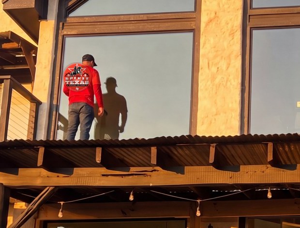 Deck-level window check, Central Texas job &mdash; a Spirit of Texas job.