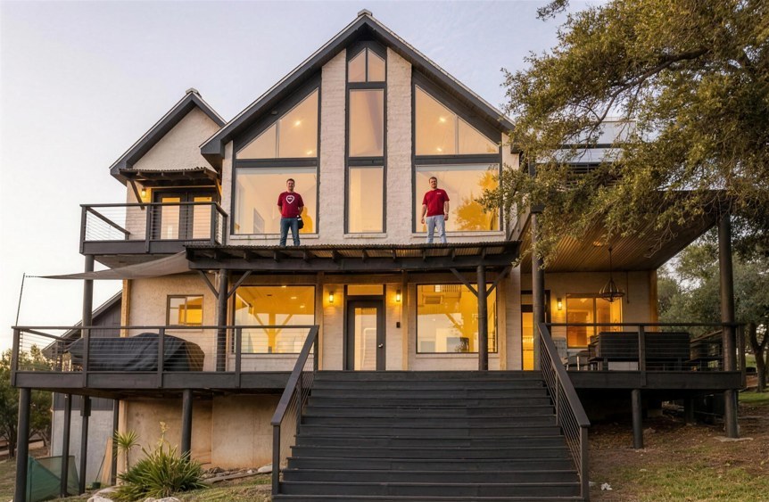 Whole-exterior transformation, two-story — a Spirit of Texas job.